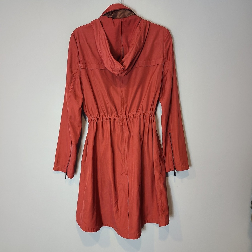 Badgley Mischka women coat‎ jacket hooded sz M $189 Rust Red Spring - Picture 6 of 12